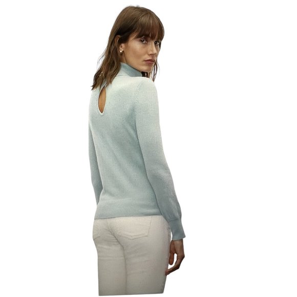 NWT Club Monaco Cashmere Keyhole Turtleneck Sweater in Jade Green Size XS - Picture 2 of 16